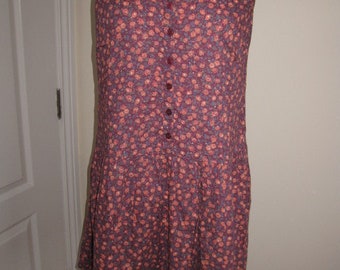 Vintage Multicolored Floral Jumper Dress M L