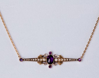Victorian Amethyst and Seed Pearl Necklace