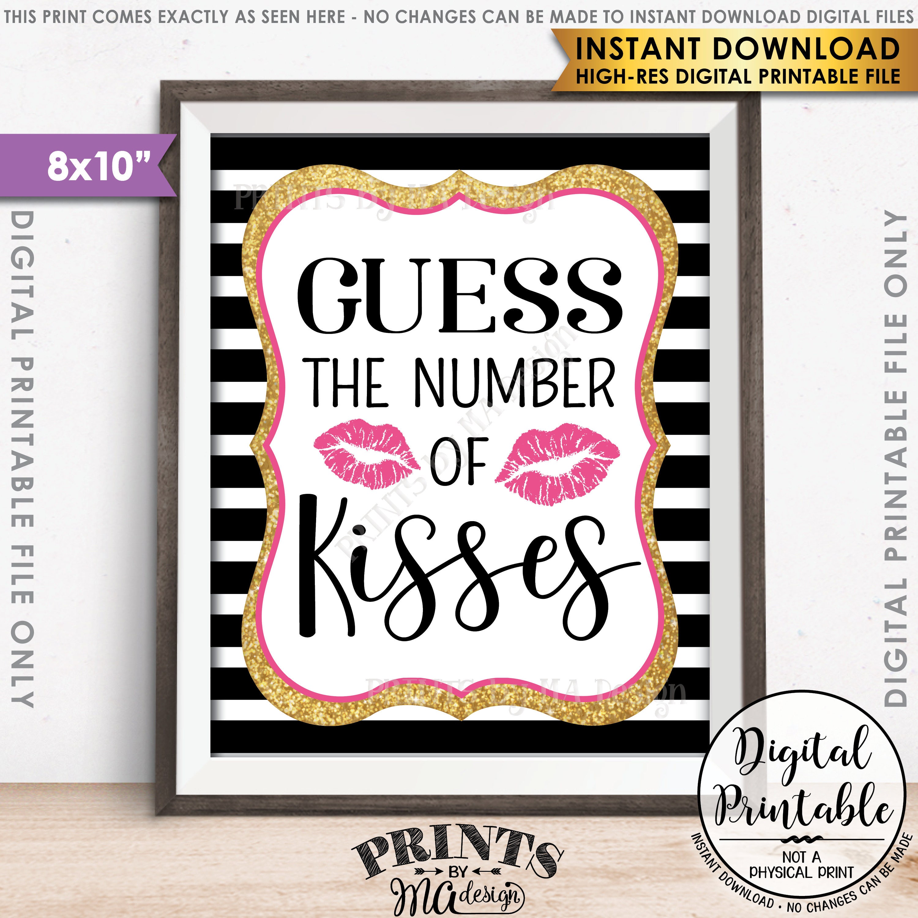 How Many Kisses Guess the Number of Kisses Kisses Shower Game Guess