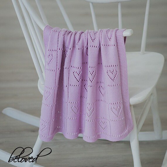 Hand Knitted Baby Girl Blanket Merino Wool Baby Blankets