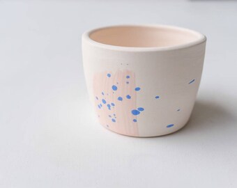 Ceramic Planter Handmade // Blush and Blue Cactus Planter // Succulent Planter // Large