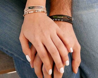 Personalized Couples Bracelets - His And Hers Bracelet - Couples Jewelry - Couples Gift - Anniversary Gift - Personalized Gift - Friendship