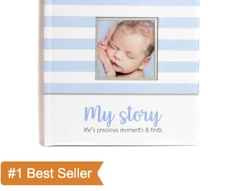 First Year Baby Memory Book for Boys | Life's Precious Moments & Firsts | First Five Years Baby Journal | Blue