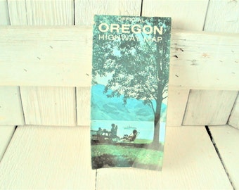 Vintage Oregon map highway road Tom McCall folding 1972- free shipping US