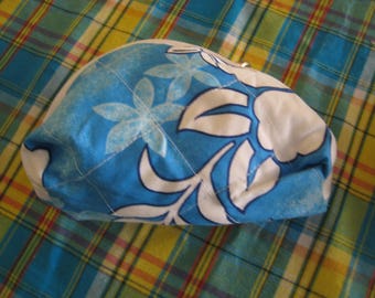 Trousse de maquillage , trousse de toilette en coton, tissu bleu exotique
