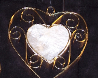 Wire & shell heart shaped craft piece,embellishment,Mother's Day,accent,ornament