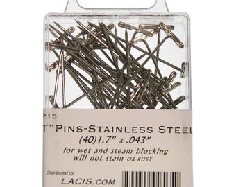 T Pins Blocking Pins T Pins Stainless Steel Lacis Blocking Pins 1.7 Inch T Pins 40 Pins per Package for wet or dry blocking Rust Proof