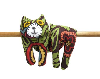 Flat Cat, Hot Cold Rice Bag, Microwave Neck Wrap, Rice Heating Pad, Hot Cold Therapy Pack, Green Yellow Blue Red Purple Orange on Brown #3