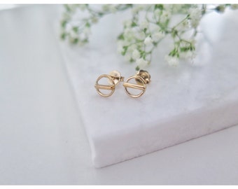 Open Circle Bar Studs,Gold Circle Ear Studs,earrings studs,Circle Post Earrings