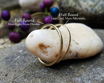 14k Solid Gold Ring Band, Thin Yellow Gold Wedding Band or Spacer Ring, Hammered Finish, Custom to Your Size