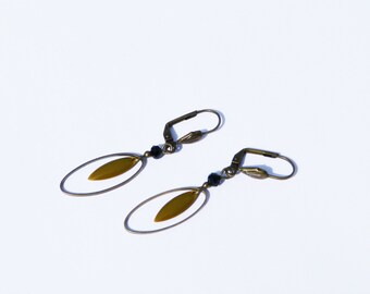 Khaki enameled charm earrings