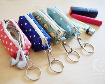 100 FABRICS CHOICE Chapstick keychain, Chapstick cozy, Chapstick holder, Lip Balm Cozy , Lipstick Case Zipper Key Chain, Lip Balm Holder