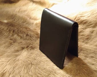 Italian black vegetable tanned leather wallet men
