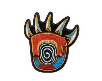 Native Bear Claw, High Thread Embroidered Iron-on / Saw-on Rayon PATCH - 4" X 4", Exceptional Quality