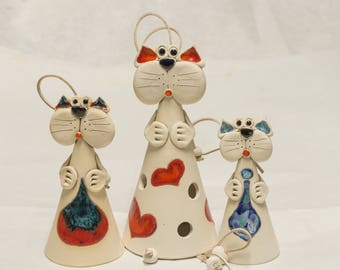 Cute ceramic cat bell, 100% handmade, home accessories