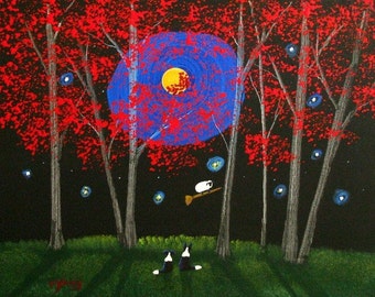Border Collie Dog FRIGHT NIGHT limited edition art print by Todd Young painting