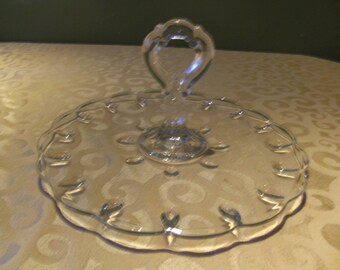 vintage glass dessert tray, vintage appetizer tray, glass party tray, serving tray