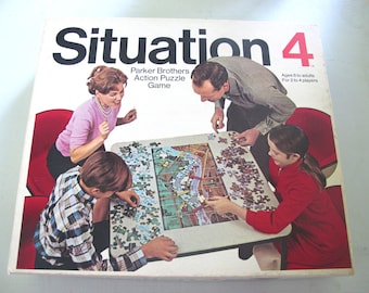 Vintage Parker Bros Situation 4 Action Puzzle Board Game