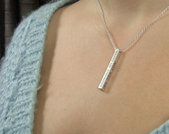 Friedrich Nietzsche Quote - Makes Me Stronger - Silver Bar Necklace - Literary Gift - Motivational Quote