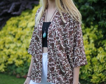 Yogi Silk Kimono, Kimono robe, Boho kimono, Vintage Kimono, Yoga Clothing, Beach Kimono, festival kimono, hippie kimono, black Kimono,