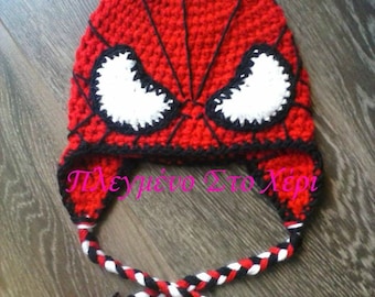 spiderman inspired hat, boys hats, crochet hat spiderman, handmade hat spiderman, Winter Accessories, kids hat, gift for boys, winter hat