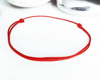 Bracelet KABBALE ROUGE Bijou Bouddhiste Cordon nœuds coulissants ROUGE Bracelet Porte bonheur Homme Femme Enfant Bijou intemporel zen Karma
