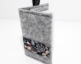 Card case in grey felt with address book, unique piece