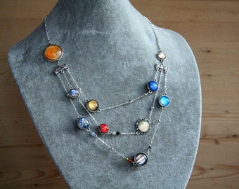 Planet necklace, necklace with planets, solar system necklace, space necklace, planetary jewelry, space jewelry, solar necklace