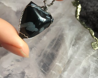 Snowflake Obsidian Pendant