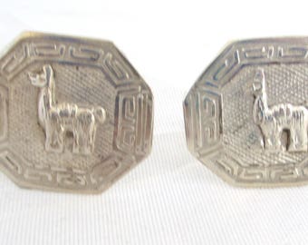 STERLING CUFFLINKS 925 Llama Peru Vintage Rare