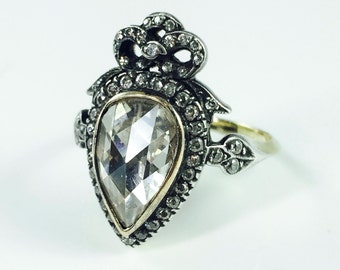 2.81 Carat Antique Georgian Victorian Engagement Ring Rose Cut European Cut Gold Diamond Ring