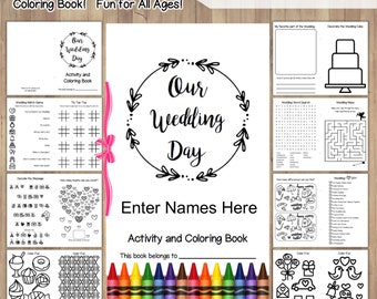 Wedding Coloring Book Printable Instant Download / Children's Activity Book / Wedding Coloring Pages / Reception Favors for Kids / Editable