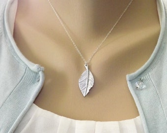 Silver Leaf Necklace Sterling Silver Chain