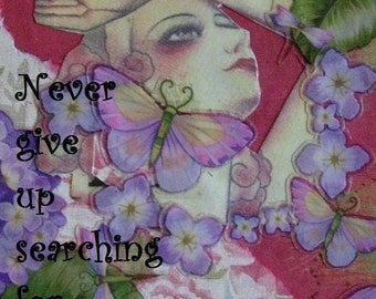 SEARCHING FOR YOURSELF altered art collage therapy recovery hope ATC ACEO PRINT