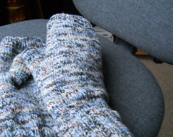 White blue brown fingerless gloves for a man