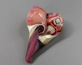 Heart Focal #18 - SRA handmade glass lampwork beads Lori&Kim