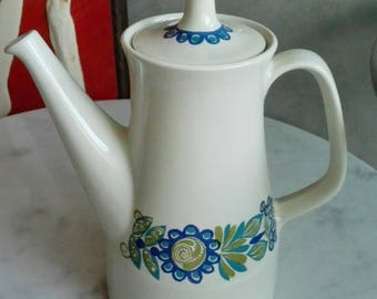 Vintage Figgjo Flint Norway Coffeepot. "Tor Viking" Pattern, Designed by Turi Gramstad Oliver at 1960's.