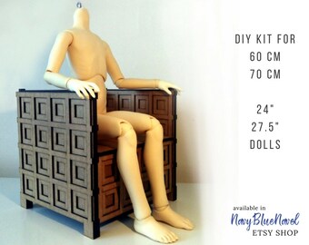 ARMCHAIR for 60-70cm 26-28" doll PRE-ORDER diy doll furniture kit dollhouse self assembly laser cut unpainted flatpack bjd chair recliner
