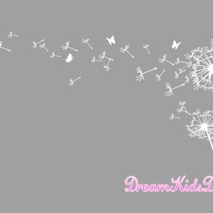 Dandelion wall decal, Dandelion wall art, Dandelion wall sticker, Flower Decor with butterfly-Large-DK133
