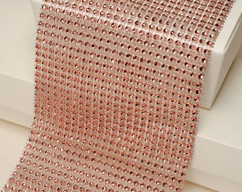 Diamante Effect Cake Mesh Ribbon– Rose Gold x 1m