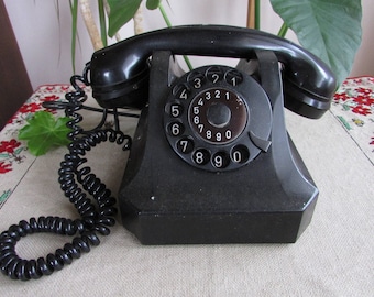Vintage Rotary Phone Voroshilov, Retro Phone, Old Rotary Telephone, Dial Phone 50s, Bakelite Voroshilov Phone, Antique Phone