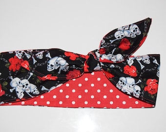 1950's inspired head band, Head scarf, 100% Cotten hair band,