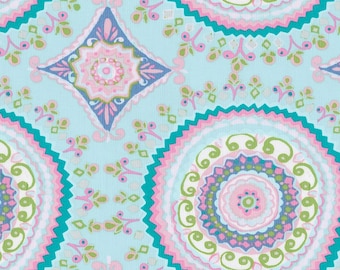 Aqua Haute Circles Fabric - By The Yard - Girl / Modern
