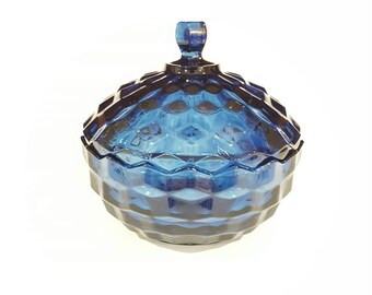 Blue Whitehall Covered Candy Dish