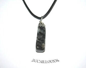 PENDENTIF Baroque LARVIKITE 5 - Attache ARGENTEE