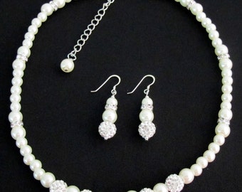Flower Girl Jewelry Set - Bridal Pearls - Junior Bridesmaid Jewelry - Child Pearl Necklace,Wedding Favor Bridesmaid Gift Free Shipping USA