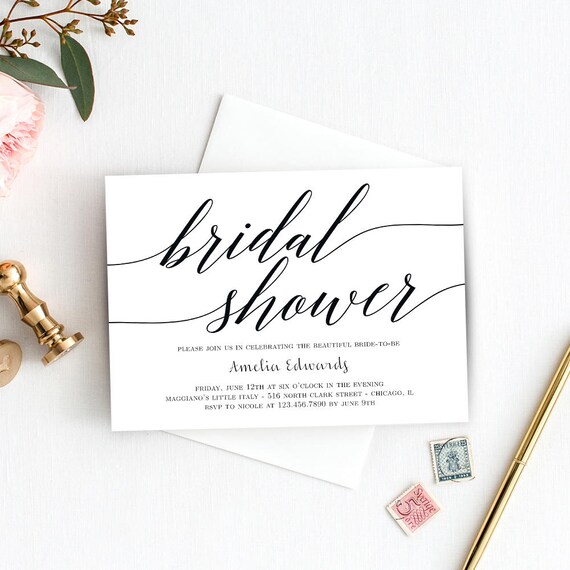Printable Bridal Shower Invitation Template Instant Download