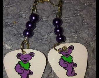 Grateful dead dancing bears guitar pick earrings