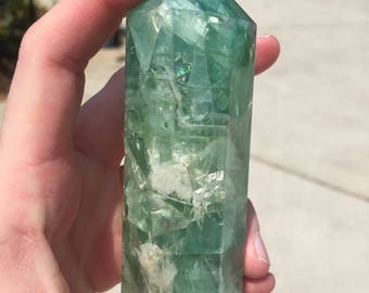Green Fluorite Crystal Tower