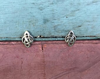 Celtic Knot Weave Sterling Silver Post Stud Earrings 2g